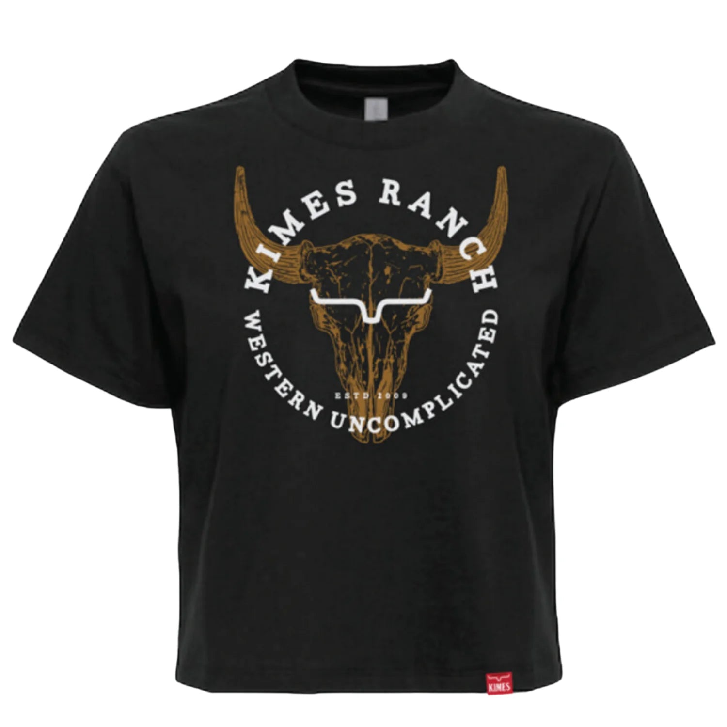 0073 Kimes Ranch Ladies Bison Skull Cropped T-Shirt