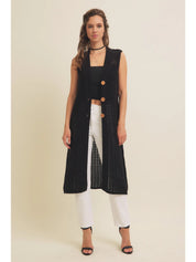 1856 In February Ladies Button Down Knit Sleeveless Cardigan