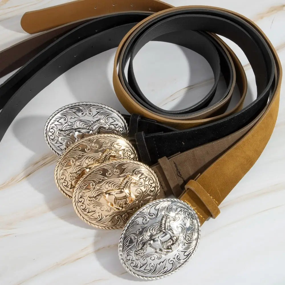 9278 Collections Ladies Engraved Horse Buckle Belt