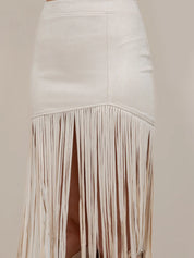 1231 Saints & Hearts Ladies Fringed Faux Suede Skirt
