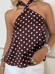 828T Soli Echo Ladies Polka Dot Halter Neck Tank Top