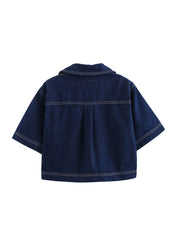 8053 AZSHOP Ladies Short Sleeve Denim Crop Jacket