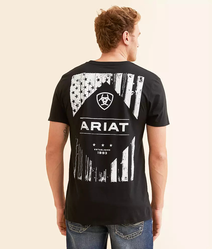 2896 Ariat Men's Wooden Diamond Flag T-Shirt