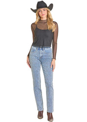 7809 Rock & Roll Ladies Mesh Rhinestone Top