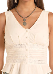 8773 Rock & Roll Ladies Eyelet Inset Tank