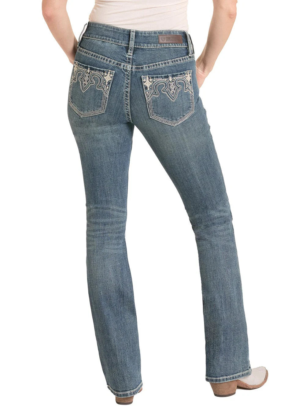6028 Rock & Roll Ladies Mid Rise Boot Cut Jeans