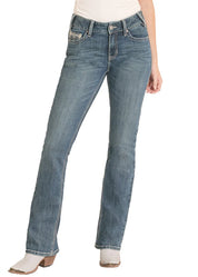 6028 Rock & Roll Ladies Mid Rise Boot Cut Jeans