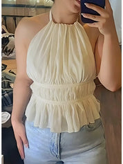 2974 Hiddenbrand Tie Backless Sleeveless Tank Top