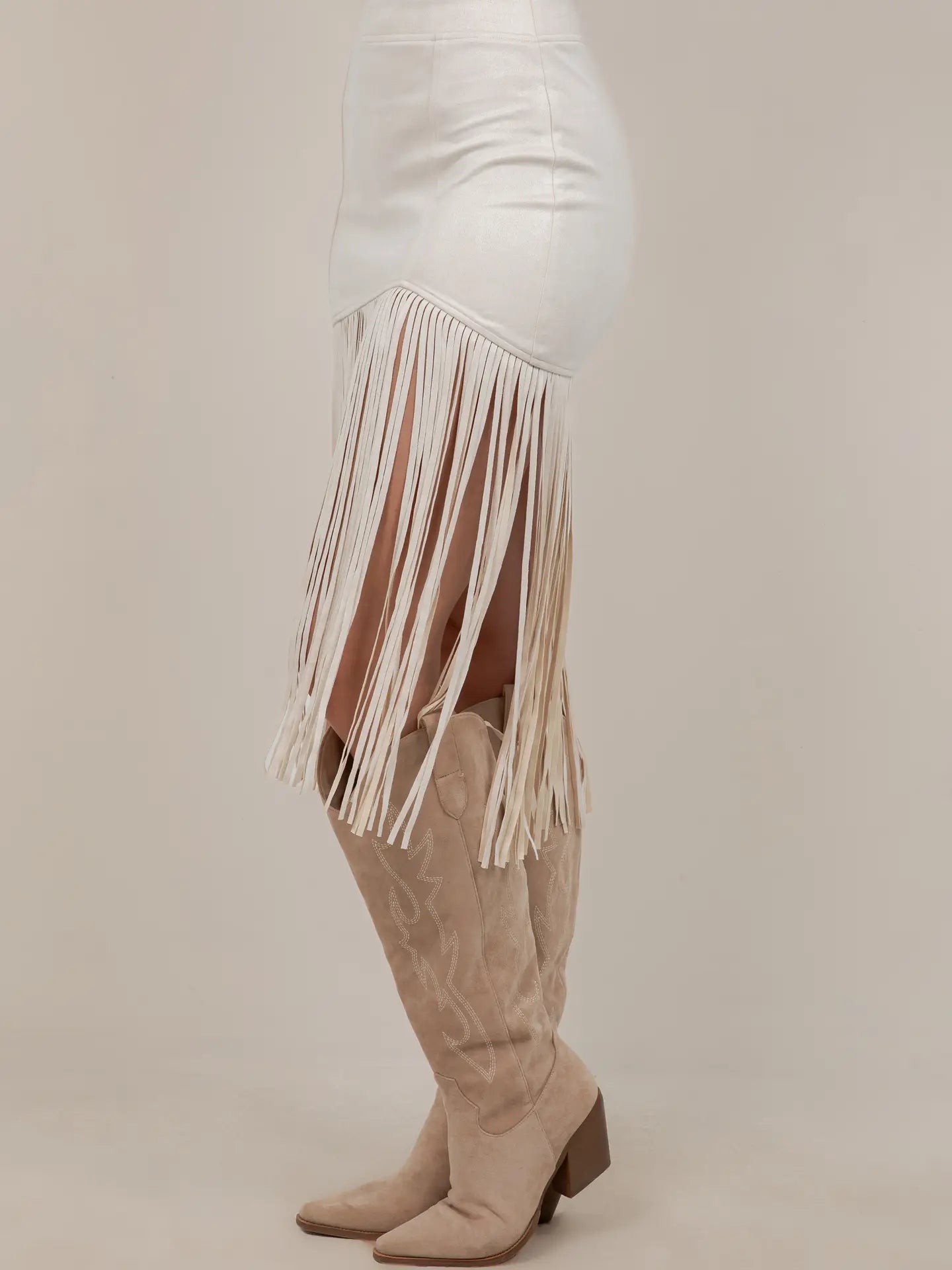 1231 Saints & Hearts Ladies Fringed Faux Suede Skirt