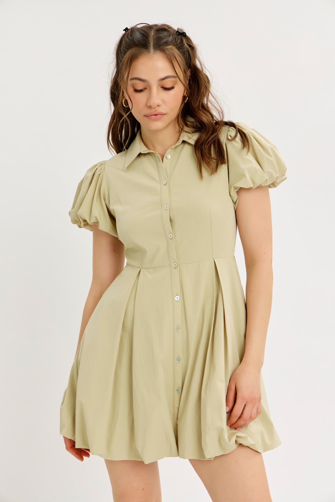 H15829D Idem Ditto Ladies Bubble Mini Shirt Dress