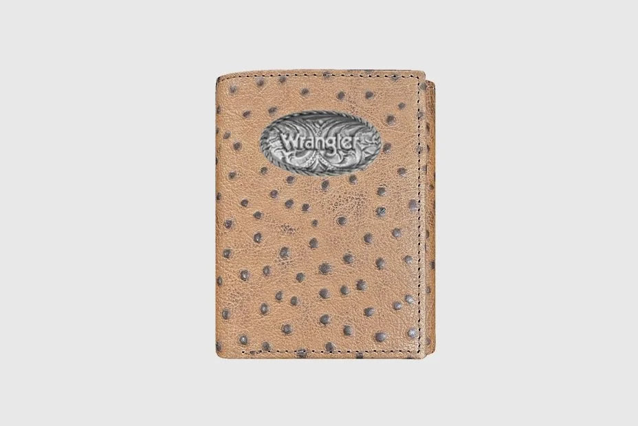 3001 Wrangler Ostrich Print Logo Concho Wallet