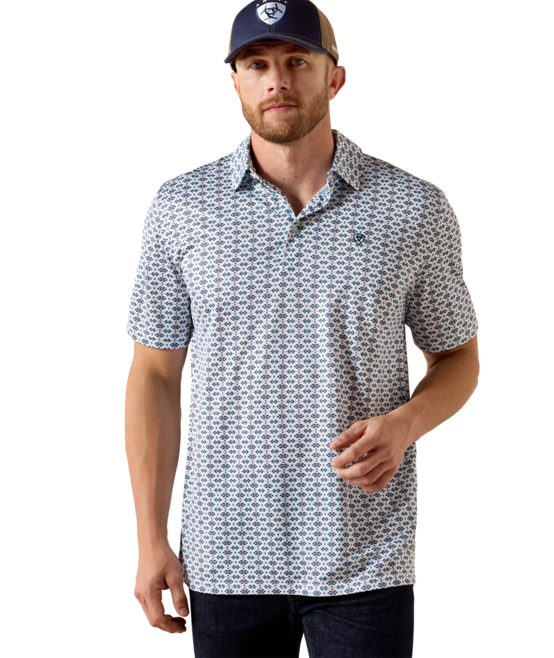 1493 Ariat Men's All Over Print Short Sleeve Polo