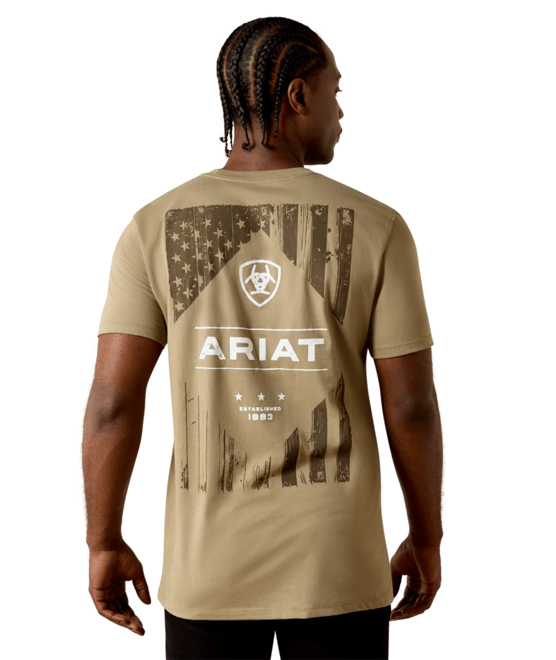 0421 Ariat Men's Wooden Diamond Flag T-Shirt