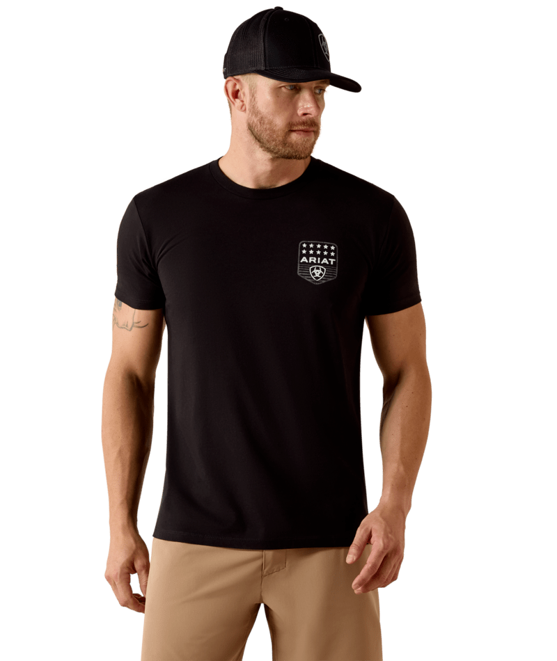 3966 Ariat Men's Stripe Patriotic Badge Short Sleeve T-Shirt