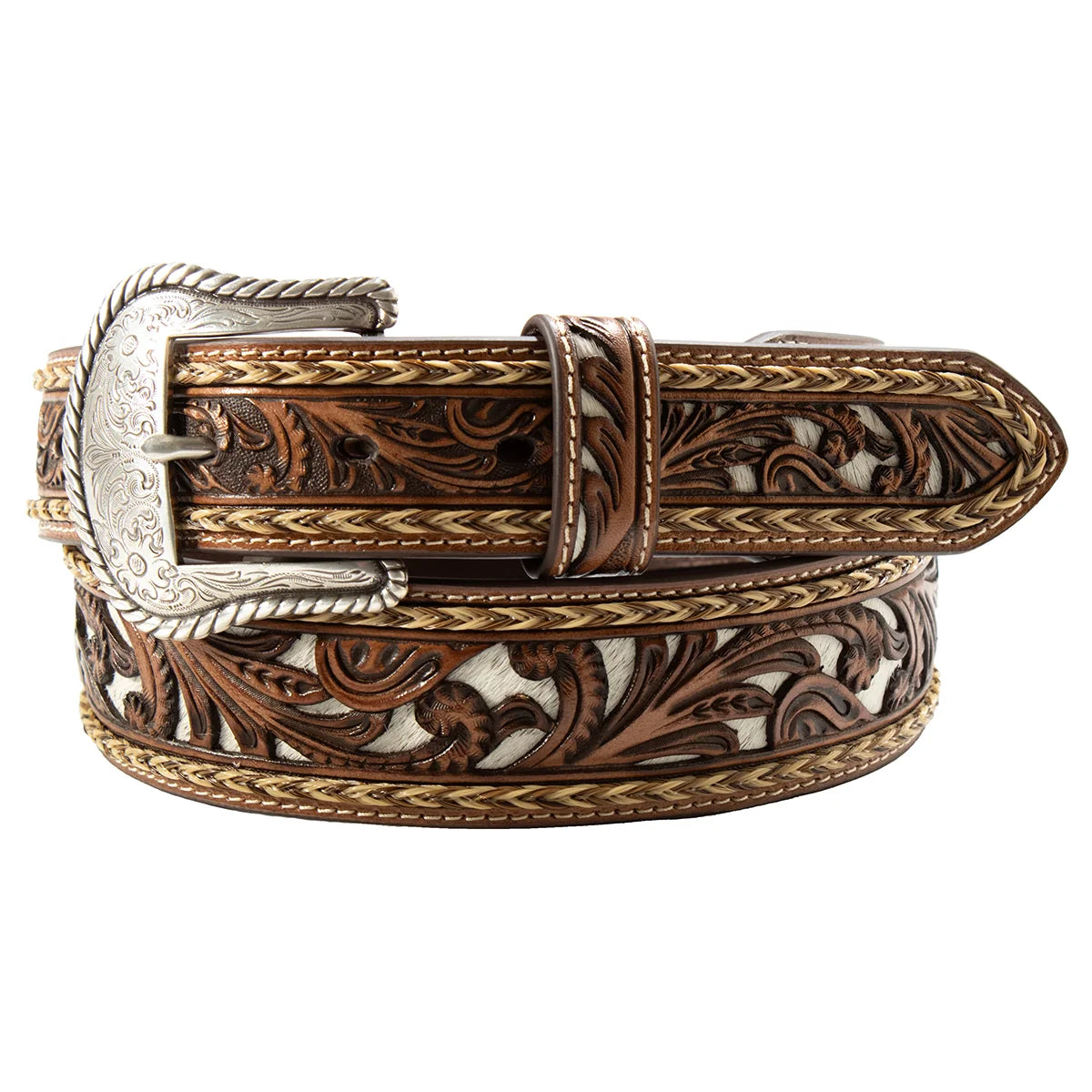 9602 Nocona Men's Calf Hair Underlay Western Belt