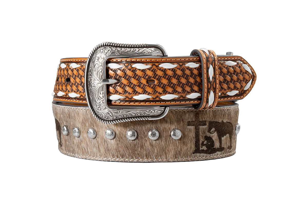 0608 3D Laser Cut Christian Cowhide Leather Belt