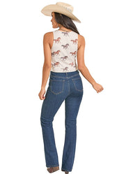 8091 Rock & Roll Ladies Horse Print Vest