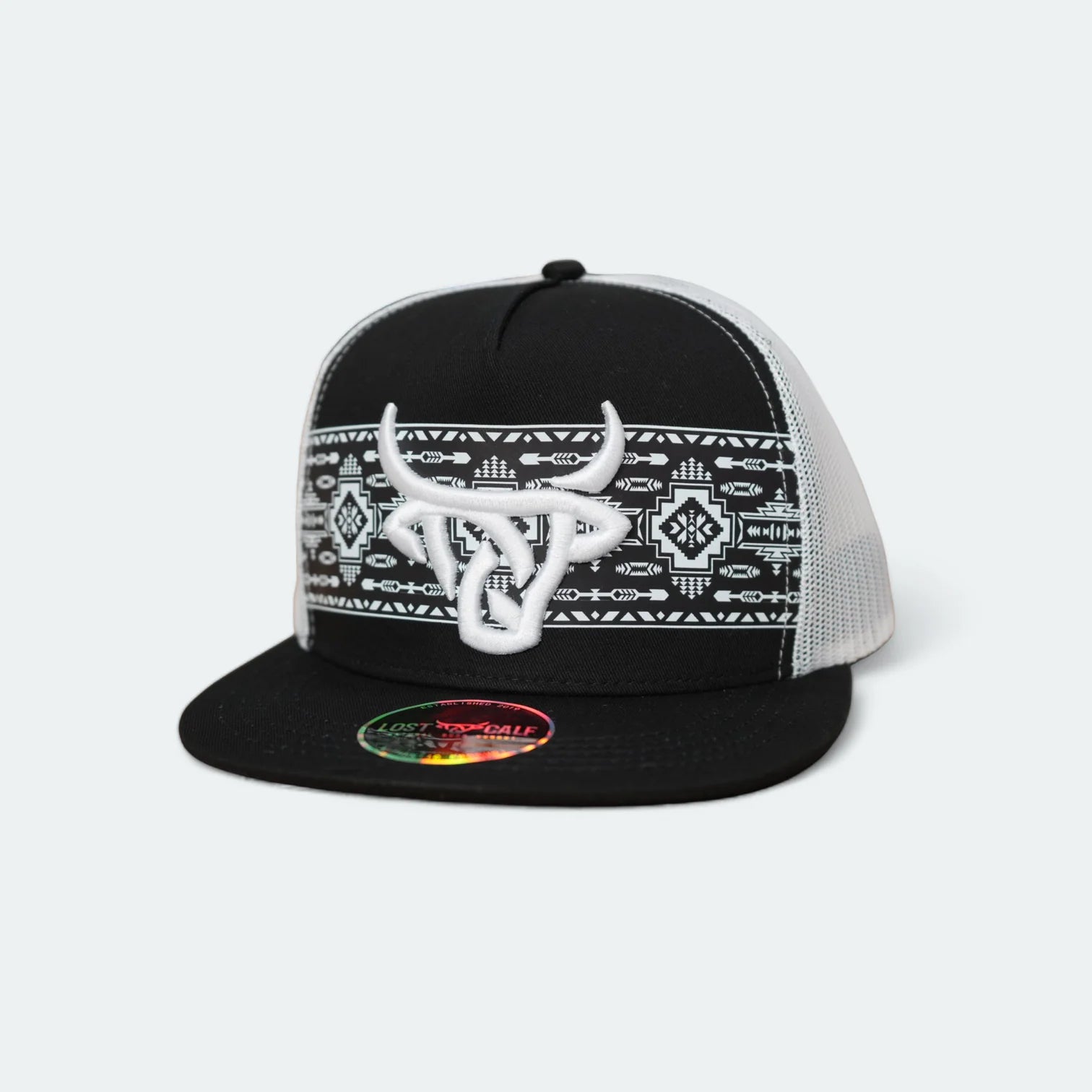 6780 Lost Calf Shima Black/White Snap Cap