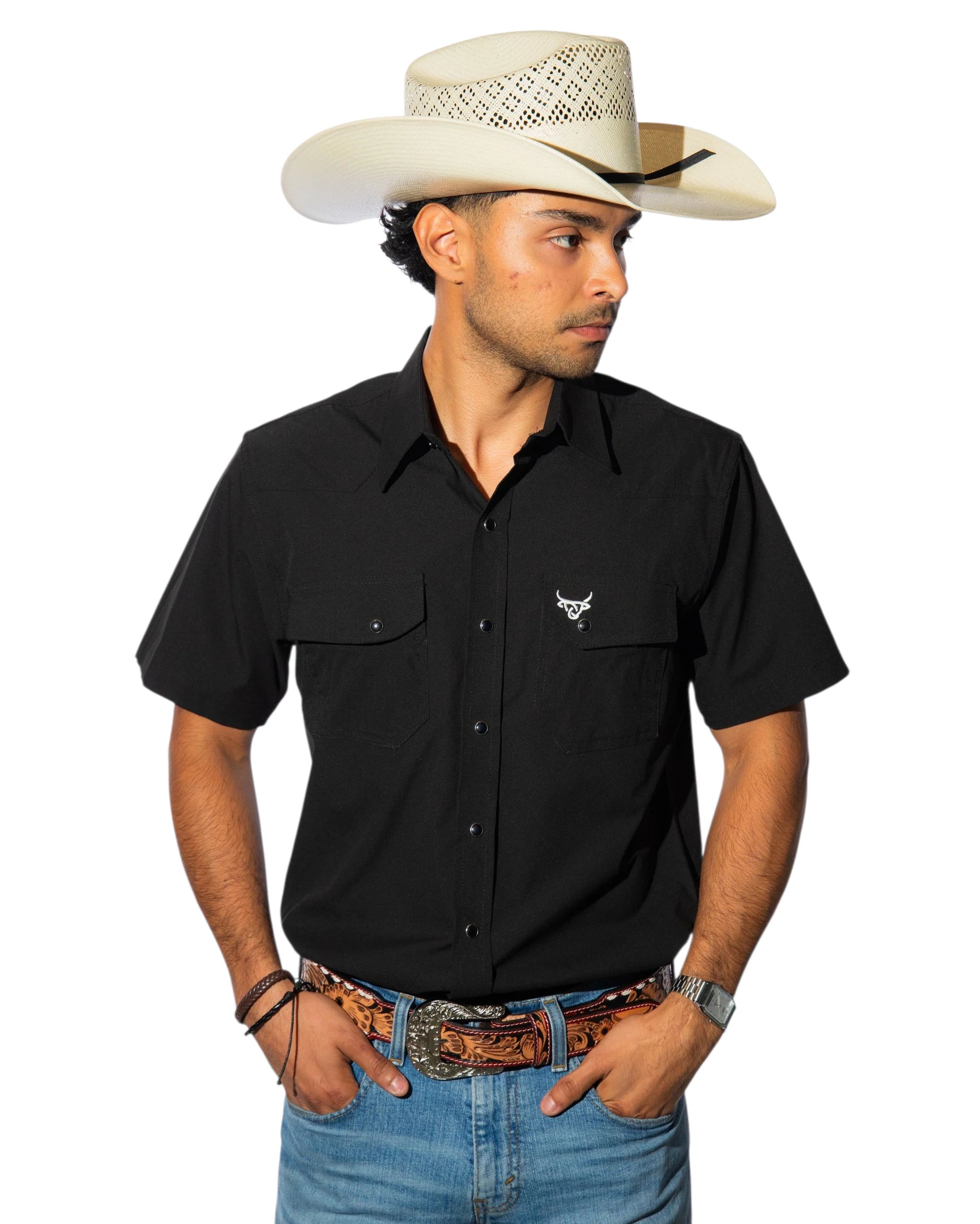 7002 Lost Calf Men's Button Down Short Sleeve Shirt