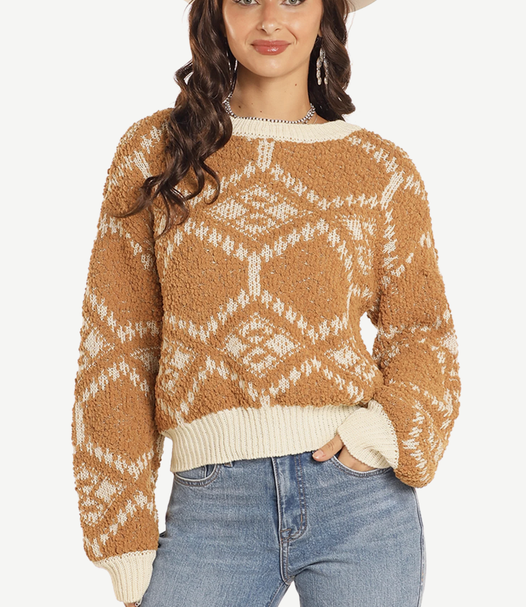 4487 Rock & Roll Ladies Geo Print Sweater