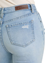 8493 Rock & Roll Ladies Distressed High Rise Flare Jeans