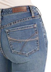 8472 Rock & Roll Ladies Curved Embroidered Boot Cut Jeans