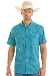8795 Rock & Roll Men's TEK Western Geo Print Shirt